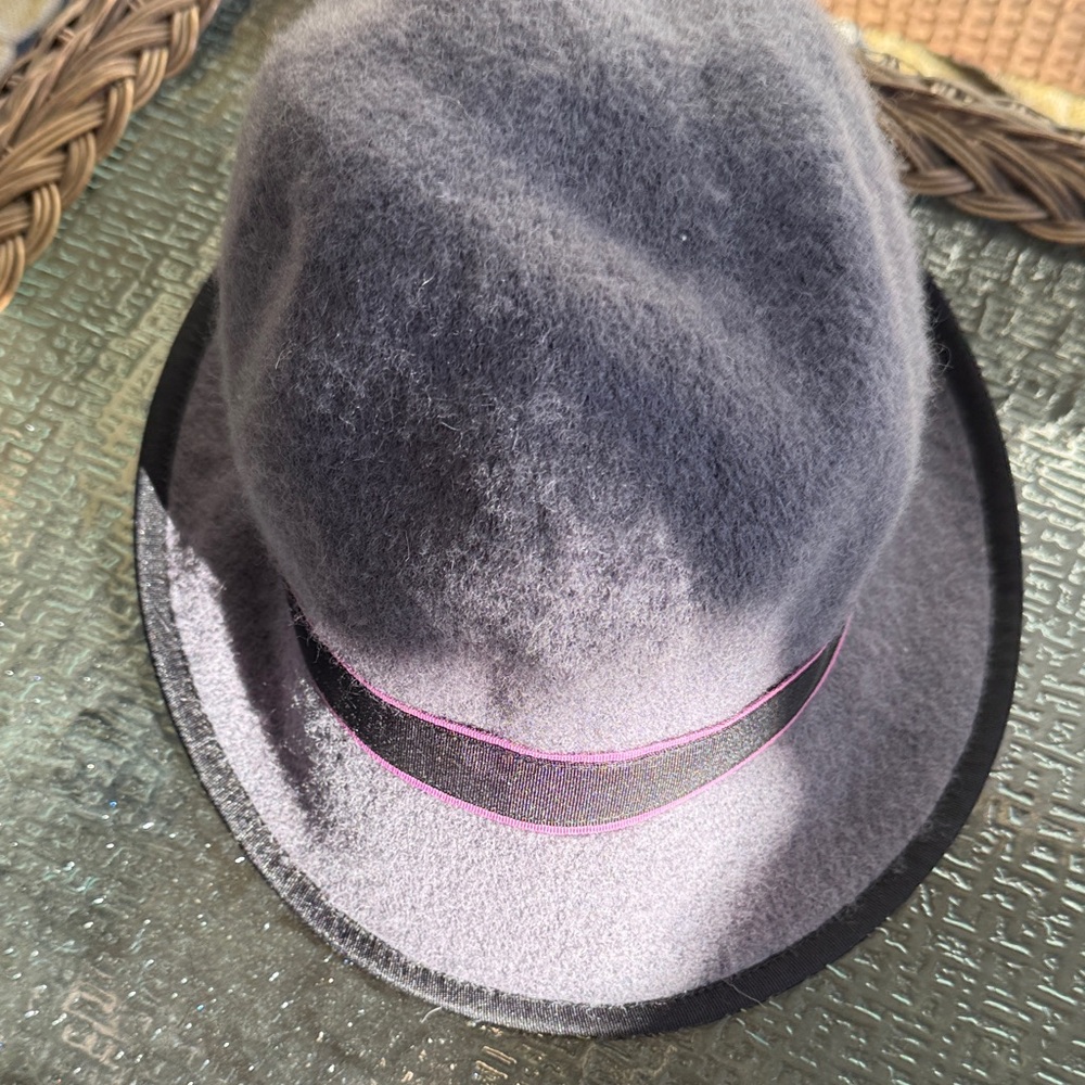 Gray Fedora Hat with Black Band